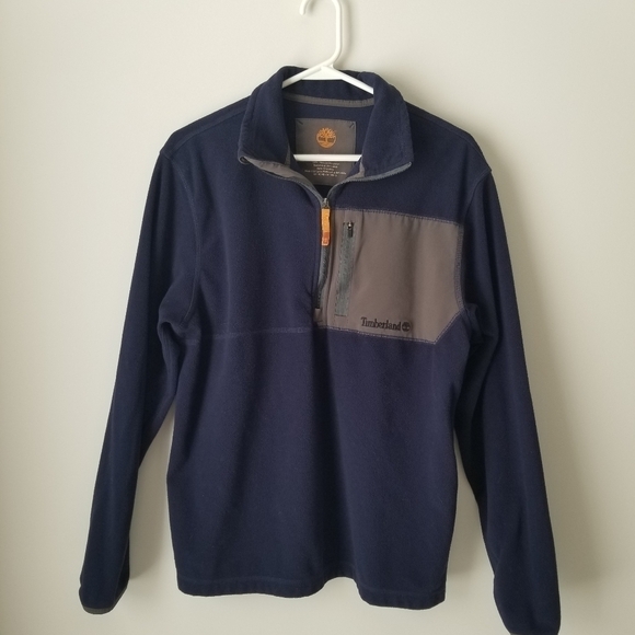 TImberland 1/4 Zip Fleece Pullover Navy/Gray Size M - Picture 7 of 9
